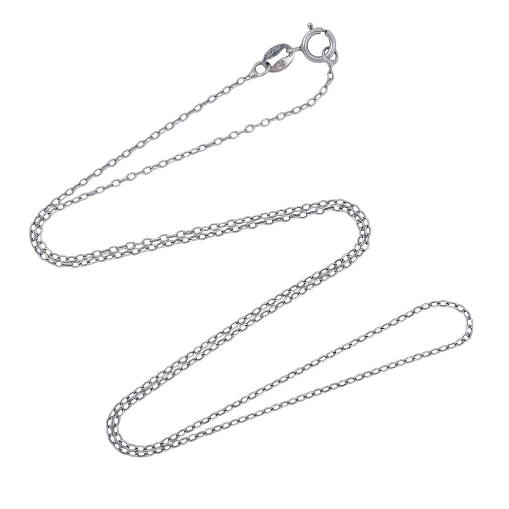 Vintage Italy Sterling Silver 925 1.1mm Cable Chain Necklace 18"